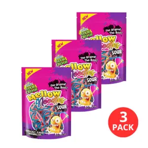 Ricky Joy Mellow Marshmallow Noodles Sour Flavor 3.53oz (100g) – 3 Pack Candy