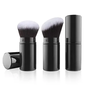 Retractable Makeup Brush, 2 Pack Travel Kabuki Face Blush Brush, Portable Powder Foundation Sunscreen Brush with Cover for Blush, Bronzer, Buffing, Flawless Powder Cosmetics