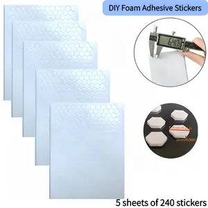 5 Sheets 240Pcs Hexagonal Foam Adhesive Dots, Double Sided Sticky Foam Pads, Strong Adhesive 3D Pop Up Stickers for DIY Crafts, Scrapbooking, Card Making, Photo Mounting, Art Projects