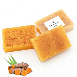 Kojic Acid & Turmeric Brightening Soap Bar - Dark Spot Treatment for Face & Body with Vitamin C, Retinol, Collagen | Shea Butter & Olive Oil Moisturizer | Fresh Citrus Scent | 3-Pack Cleansing Lemon