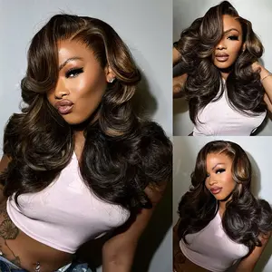 【 Chestnut Brown：18"(Lower than 16" )】Trendy Butterfly Cut 250% Density Face Framing Peacock Curls Pull Go 13x6 Full Glueless Lace Front Wig Pre-Styled Heavy Layers Body Wave Natural hairline Natural Black/ Balayage Brown Highlight Color Human Hair Wig
