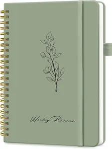 Green Undated Weekly Planner Notebook with Goal & Habit Tracker Organizer - A5 Size-Green
