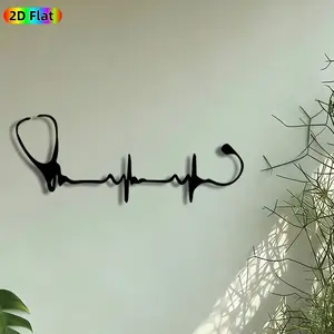 1pc Stethoscope & Heartbeat Line Metal Wall Art, Medical Symbol Statue Mural, Intricate Craftsmanship, Perfect for Doctors Day, Housewarming Decor, Perfect for Clinic Office Living Room Decor, Ideal Gift for Medical Professionals Enthusiasts.