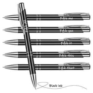 6-Pack Adult Humor Ballpoint Pens - Black Ink Smooth Writing Pens for Journals, Planners, and Office Use, Bold Novelty Ballpoint Pen Kit Set, Unique Pens