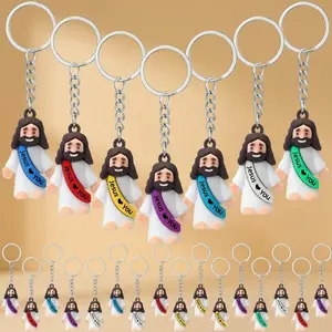 12pcs Inspirational Religious Figurine Keychains, Multicolor White Classic Faith Doll Accessories (Bulk)