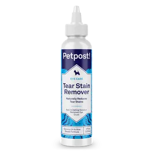 Petpost Tear Stain Remover for Dogs | 8 oz Gentle Dog Eye Cleaner Solution | Safe Dog Tear Stain Remover for White Fur & Light-Coated Breeds | Bleach Free