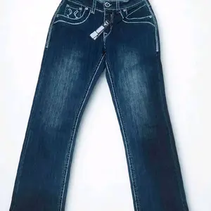 Men's Dark Blue Straight Boot Cut Jeans - Classic Fit for Everyday Wear
