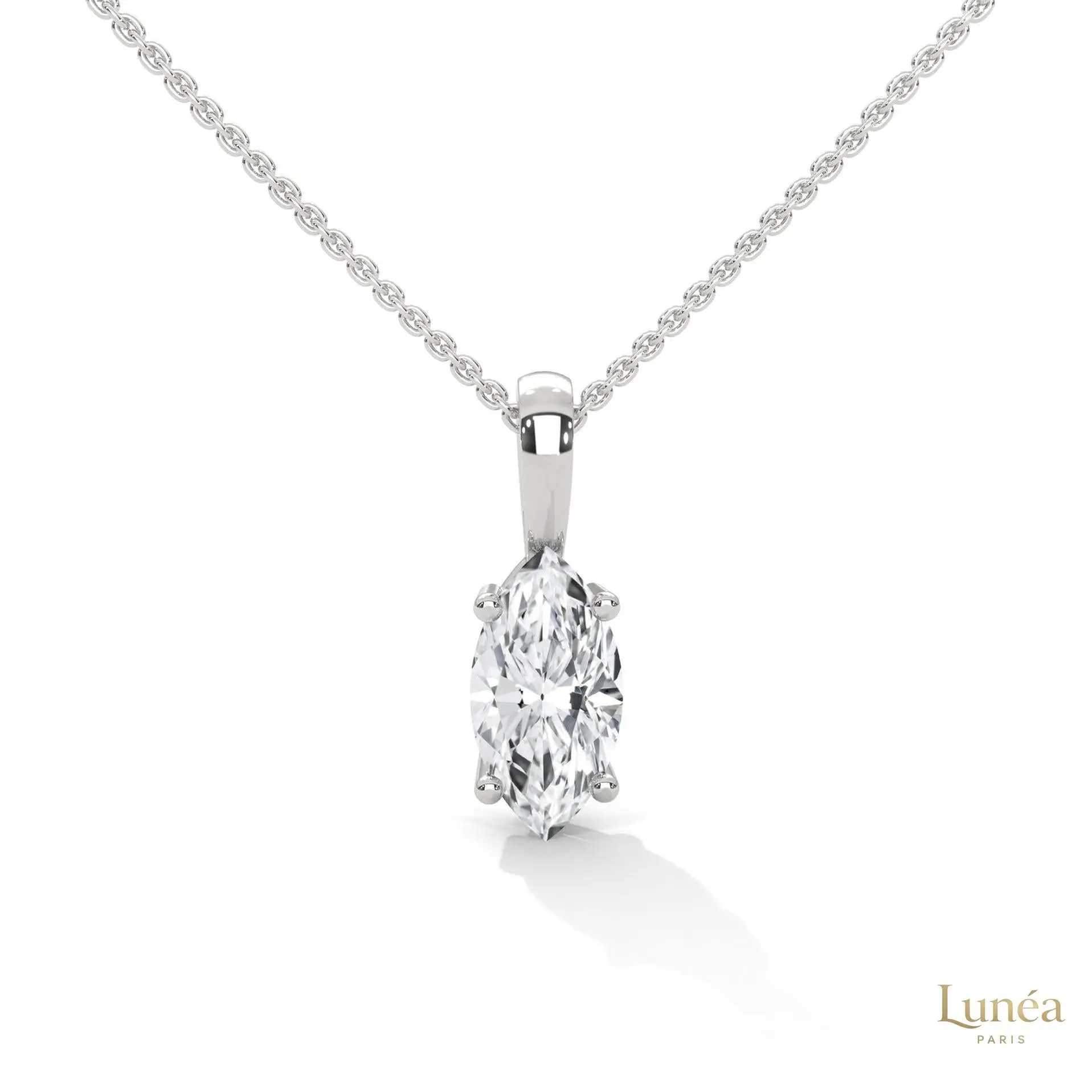 1.25 CT. Marquise Lab Diamond Solitaire Pendant | Lab Grown | 14K Gold & Platinum