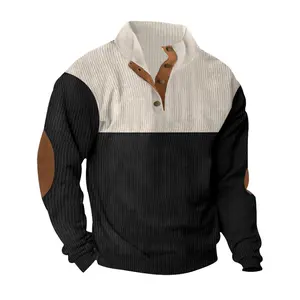 Men's V-neck Pullover Long-sleeve Sports T-shirt, Color-block Design, Button V-neck, Daily Wear, Casual Fashion, Indoor and Outdoor Wear, Regular Fit, Essential for Daily Commute