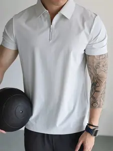 Men's Stretch Ice Silk Half Zip Polo - Moisture-Wicking,Regular FitCasual Comfy Breathable Quick Drying,Shirt for Vacation Outfits,Golf, Travel, Work & Everyday Athletic Menswear Polo Shirts