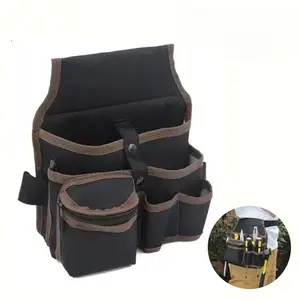 1 pc canvas tool belt bag Nine pockets for carpenters Builders Adjustable work bag Durable fabric construction with safety buckle closure Multifunctional belt bag Waterproof and wear-resistant Electrician repair belt bag Tool Storage Bag