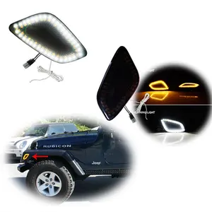 Smoked Lens SWITCHBACK Amber&White LED Side Marker Lights For Jeep Wrangler 1997 1998 1999 2000 2001 2002 2003 2004 2005 2006 Replace OEM 55155628AC 55155629AC 55155629AB 55155628AB