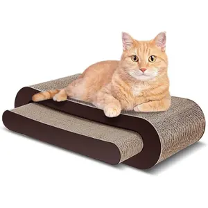 2-in-1 Cat Scratcher Lounge Bed – Durable Cardboard Cat Scratching Board & Resting Pad, Protects Furniture from Damage, Eco-Friendly Cat Toy for Indoor Cats