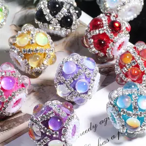 New Exotic Retro Rhinestone Wearable Straight Hole Bead DIY Phone Chain Keychain Bag Chain Accessory
