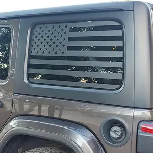 1Pair Rear Window American Flag Decal Compatible with Jeep Wrangler JL JLU 2018-2024 2025 (4-Door Version) Precut Back Side Window Glass USA Flag Vinyl Sticker for Cars Exterior Accessories