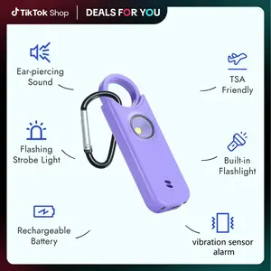 TikTokShopBlackFriday 3-in-1 Personal Safety Alarm for Women Rechargeable Emergency Alarm with 135dB Siren Strobe Light Keychain ABS Material USB-C Battery LED Flashlight Portable Pink Anti-Collision Alarm