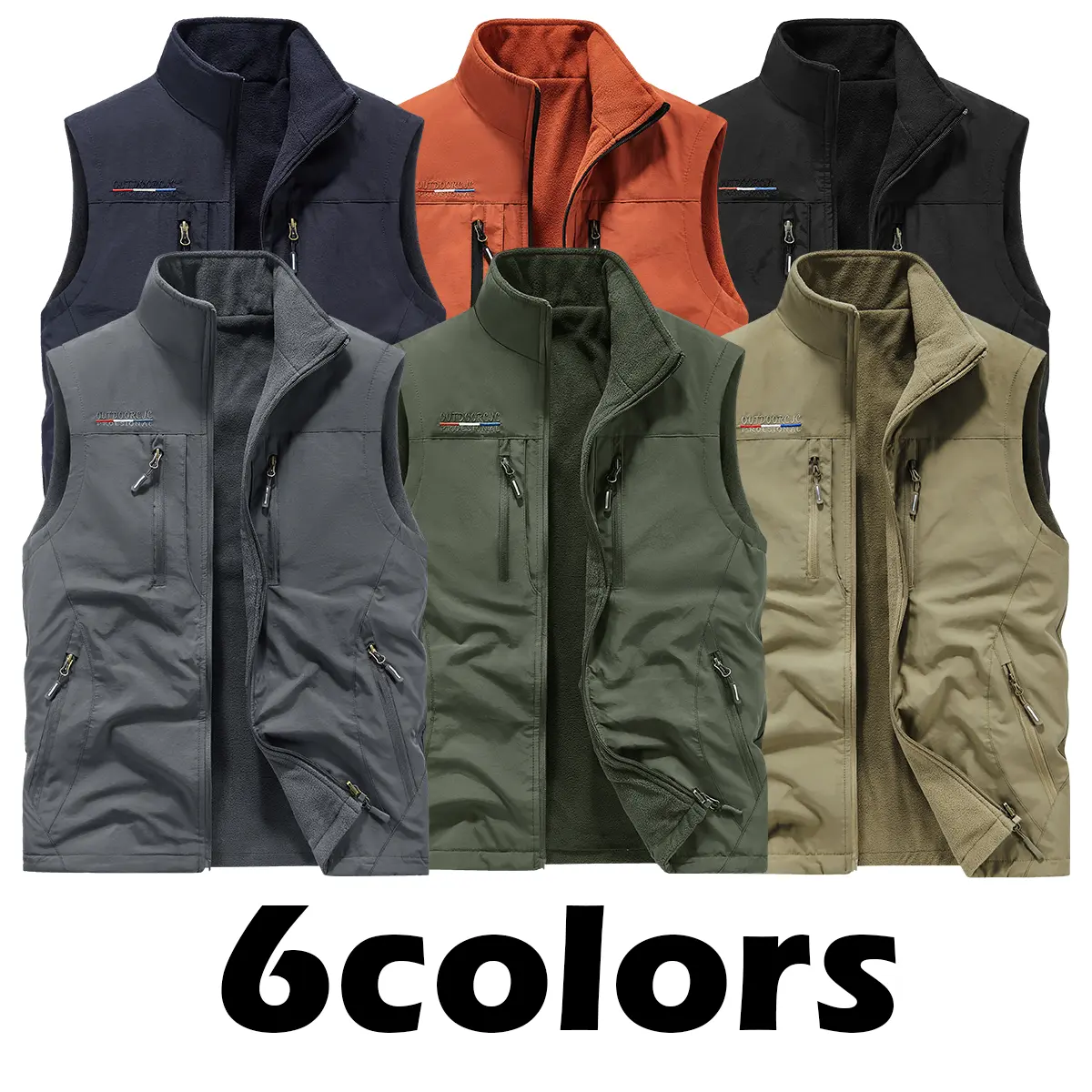 Men's Autumn-Winter 2-Pack Sleeveless Tops - Menswear Casual Outdoor Waistcoats & Gilets, Comfortable Warm Multifunctional Streetwear with Multiple Pockets for Outdoor Work, Fishing