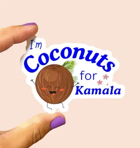 Coconut Tree Kamala Vinyl Sticker | Democrat Liberal Political Vinyl Sticker | Political Party | Kamala Harris For President | Presidential Election | Liberal Voting Sticker | Bumper Sticker | Water Bottle Sticker | Laptop Sticker