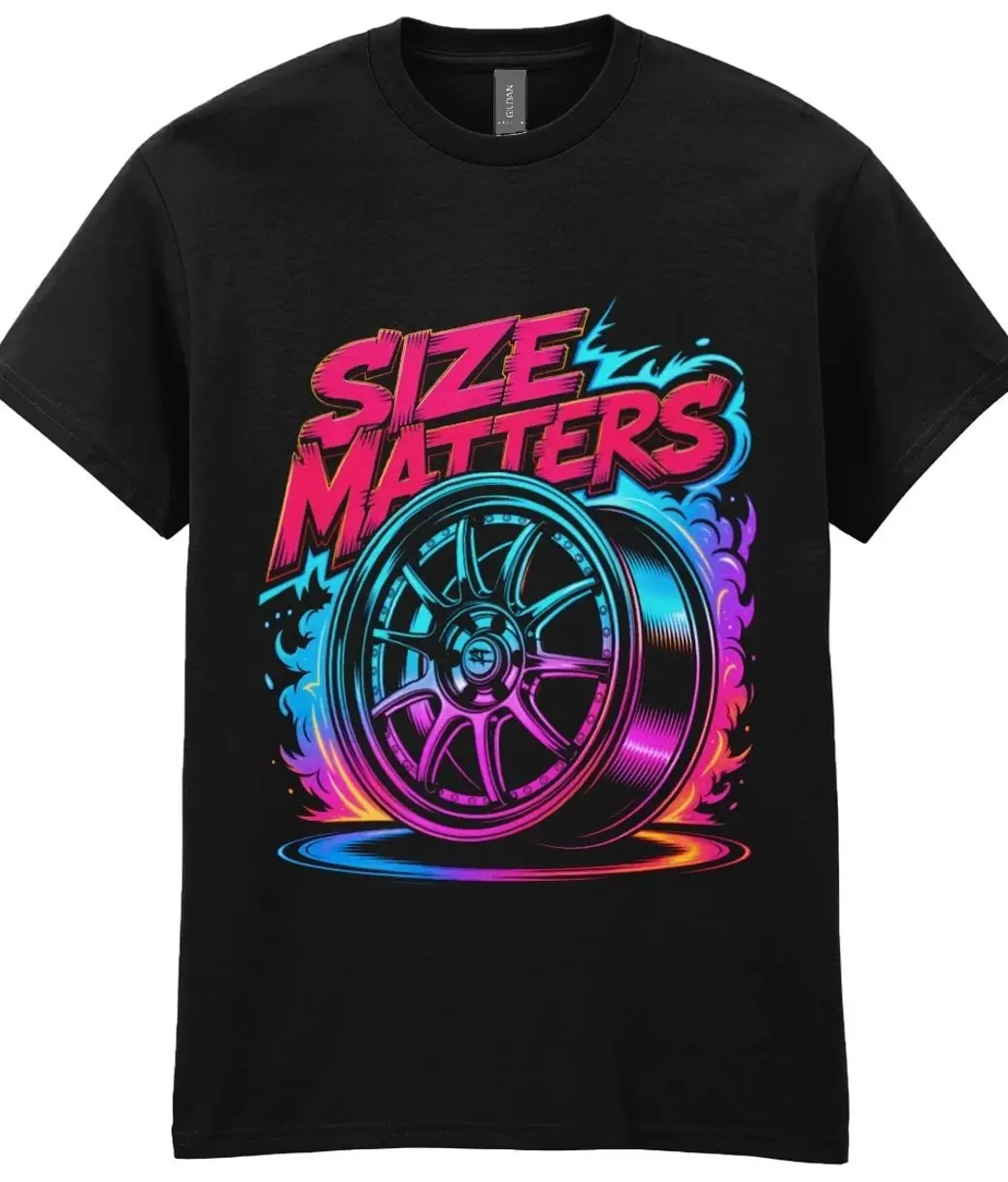 Vintage Classic Size Matters Neon Sign, Rim Tire Performance Wheel Led Wall Light, Car Wheel Neon Light Unisex T-Shirt Sweatshirt Hoodie