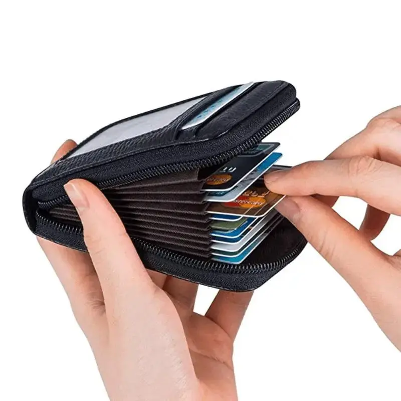 Pu Leather Casual Card Holder, Credit Card Organizer, 1 Count Zipper Coin Card Purse, Casual Trendy Versatile High-quality Daily Storage Bag for Indoor & Outdoor
