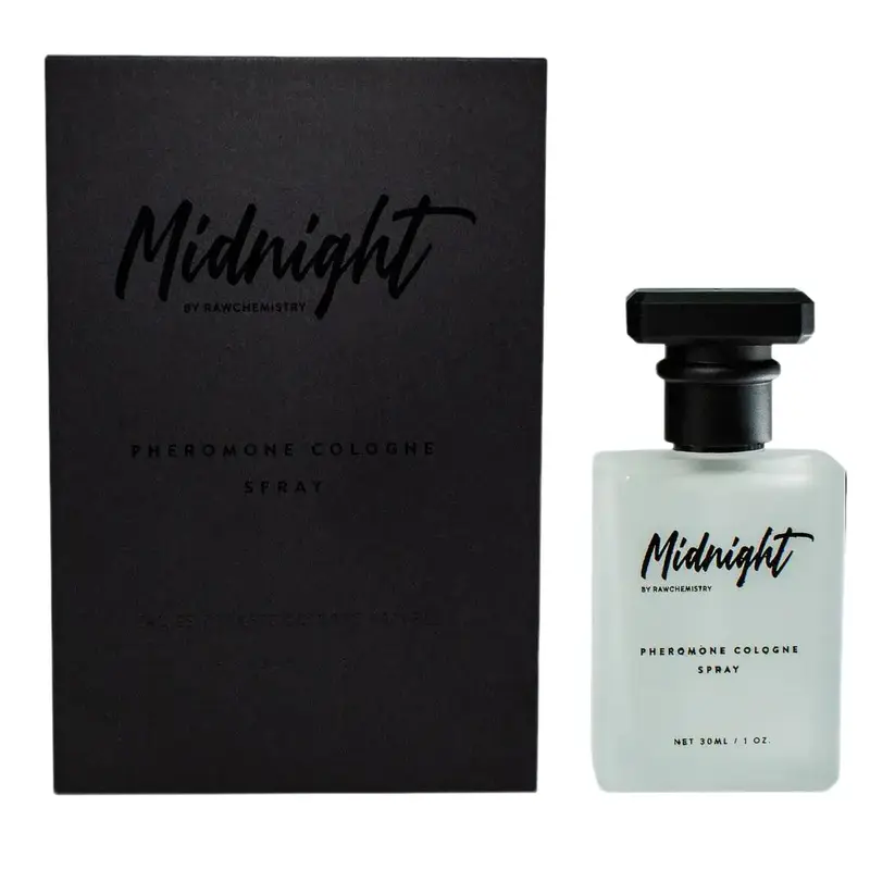 Midnight by RawChemistry Pheromone Infused Cologne for Men, Alcohol-Free Men's Fragrance Spray with Lavender, Orange Blossom, Patchouli, Leather & Vanilla, Warm Evening Scent for Date Nights & Everyday Wear, Vegan & Cruelty-Free, Made in USA, 1 oz