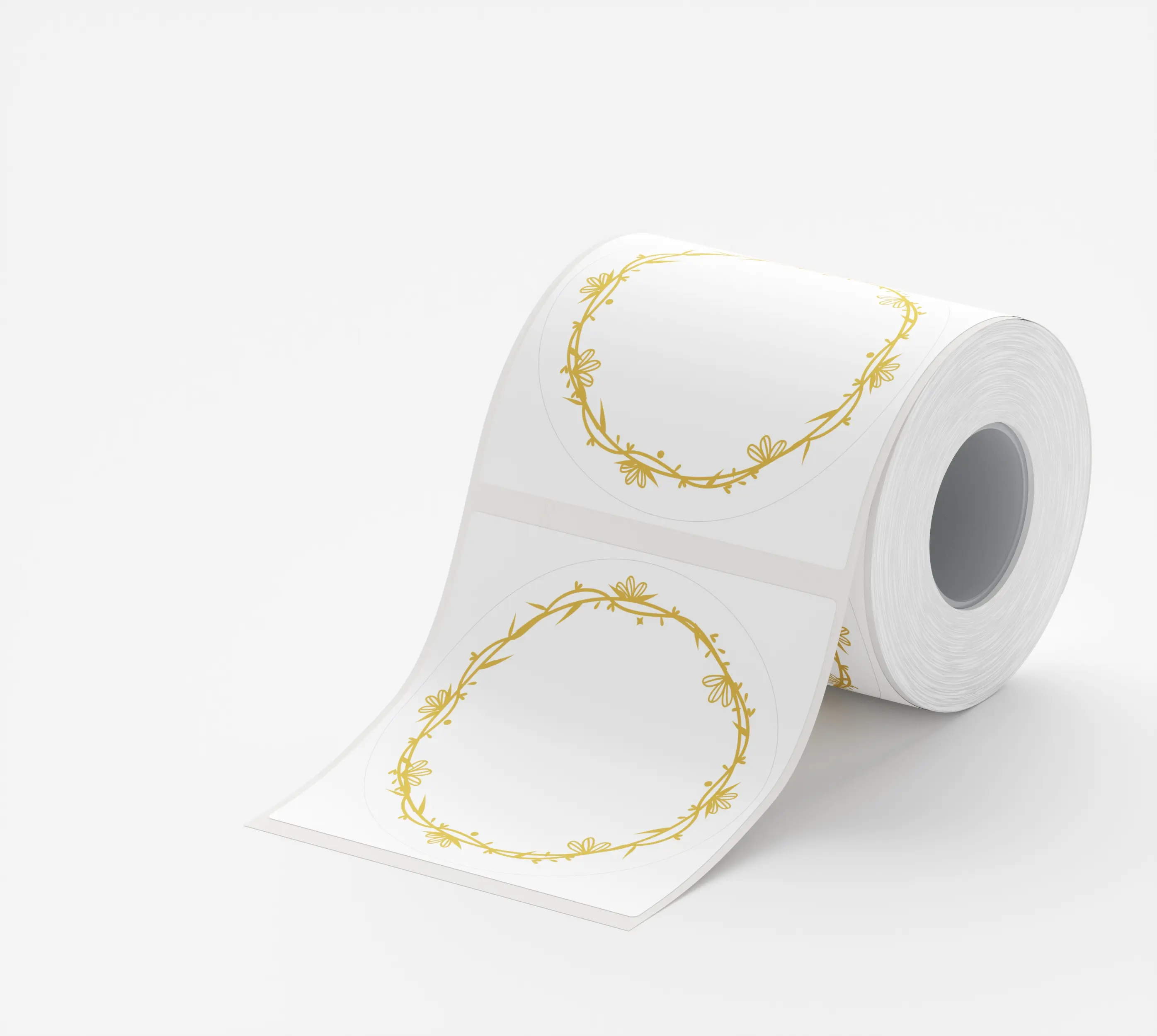 NIIMBOT 49 x 49 mm White Round Direct Thermal Labels with Gold Foil Border for B11, B21, B31, B3S & S3 - Gifts, Weddings & Packaging