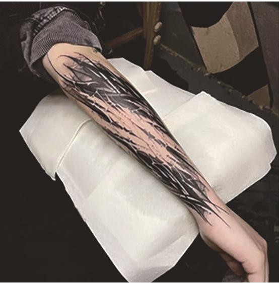 Herbal Semi-Permanent Tattoo Stickers, Cursive Alphabet Full Sleeve, Juice Ink, Waterproof, Long-Lasting, Non-Reflective, Wash-Resistant Traditional Sensitive Realistic