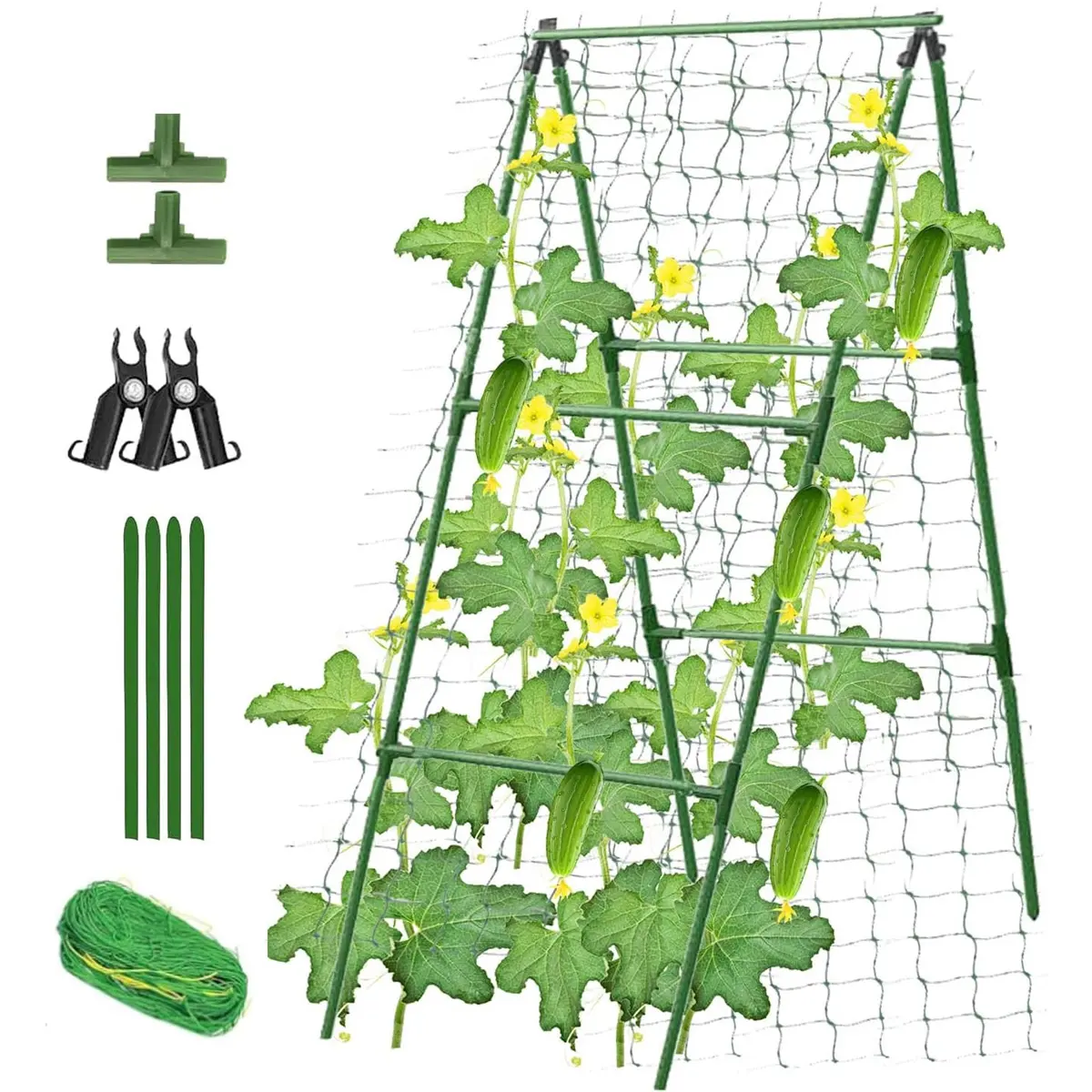Cucumber Trellis Garden Arch Support Frame, Garden Plant Supplies, High Plant Climbing Stand for Vegetables Peas Fruits Outdoor A-Frame, Suitable for Small Plants, Tomato Trellis Clips