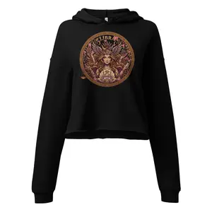 Women's Libra Goddess Cropped Hoodie - Fashion Chic Statement Tops, Casual Clothes with Stylish Fabric for Easy Matching