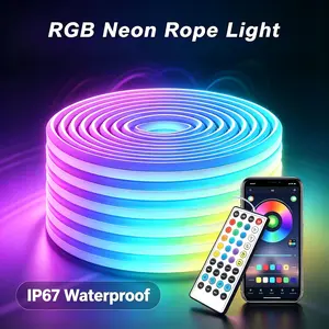 【DealsForYou】100Ft RGB Neon Rope Lights, Flexible LED Lights with App/Remote Control, Multiple Modes Music Sync, for Bedroom Gaming Home Improvement Lighting Accessories