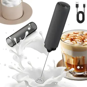 Rechargeable Milk Frother Handheld, Stainless Steel Head Electric Coffee Frother, Portable Hand Frother Wand Drink Mixer for Matcha/Lattes/Cappuccino/Egg
