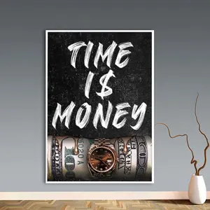 Time Is Money Motivation Poster,  Time Wall Art Motivation Paper, Money Inspirational Print