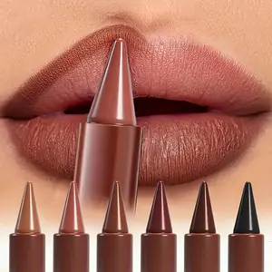 Chocolate Matte Lipstick - 6pcs Long-Lasting Waterproof Velvet Lip Tint, Lip Care Cosmetic with Gloss for Daily & Party Makeup