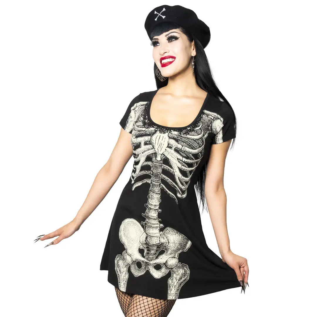 Skeleton White Flare Dress