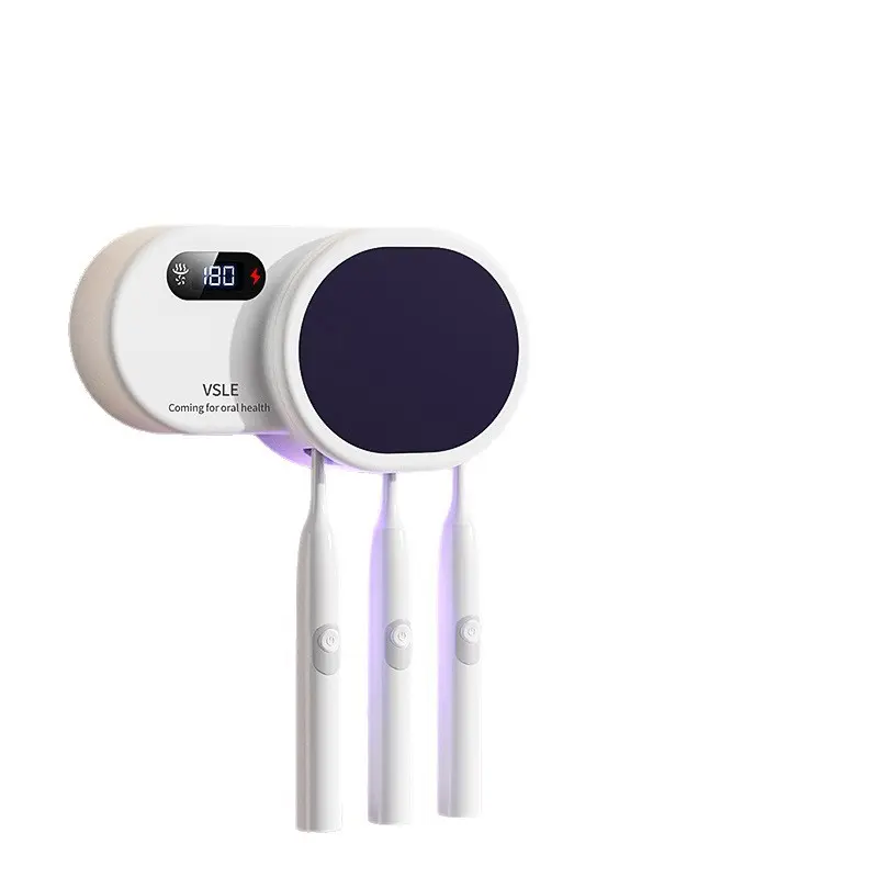 UV Toothbrush Sanitizer Holder with Drying Fan – Wall Mounted Electric Toothbrush Organizer