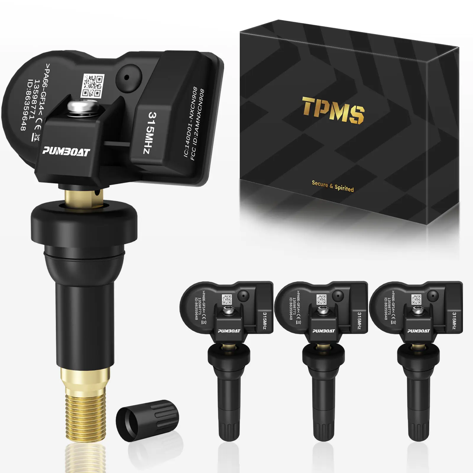 PUMBOAT TPMS 315MHz CHEVROLET Pre-programmed,Compatible with Silverado 1500 2007-2018|Tahoe 2007-2020|Equinox 2007-2022|Suburban1500/2500 2007-2020|Colorado 2015-2022/OE#13598771(Set of 4)Tire Sensor
