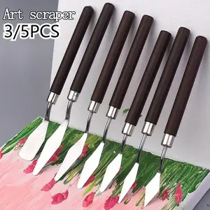 3/5pcs Oil painting scraper set wooden texture painting knife color mixing knife hand tools