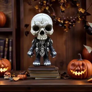 Resin Skull Sculpture Decor, Gothic Home Decor, Unique Handmade Art Piece, Perfect For Halloween Room Ornaments Black-