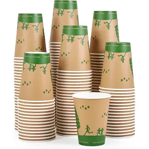 240 Count 12 oz Compostable Paper Cups,  Disposable Paper Coffee Cups with PLA Lined,  Hot Paper Cups for Party, Picnic,Travel,and Events