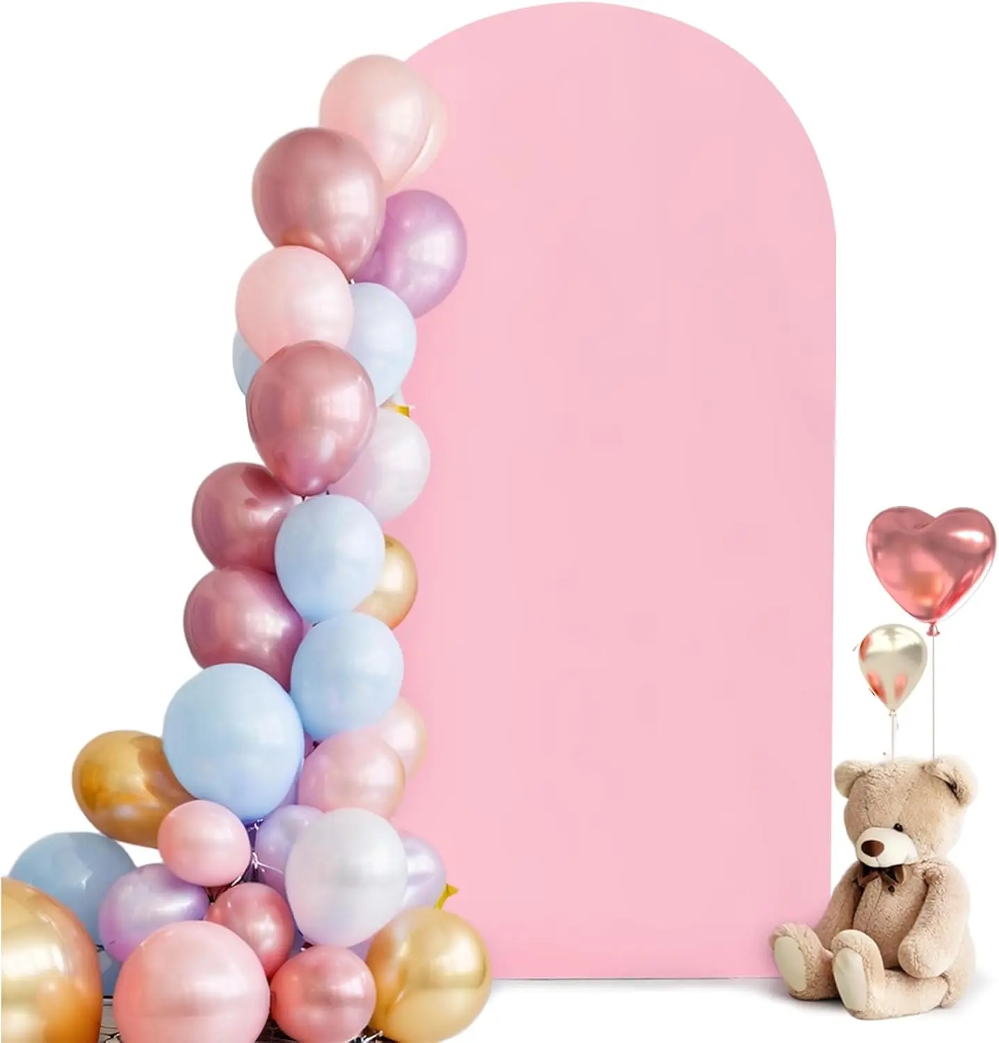3.3x6.6ft Durable Polyester Pink Double-Sided Spandex Fitted Chiara Arch Cover - Easy-Install, Stretchy, Lightweight, Wrinkle-Free 1-Piece Backdrop for Chiara Frame, Outdoor Wedding, Baby Shower Decor, Backdrop Cover, Chiara Backdrop Frame