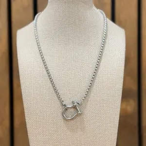 Silver Stainless Steel Horseshoe Necklace with Durable Chain and Sleek Design for Everyday Wear