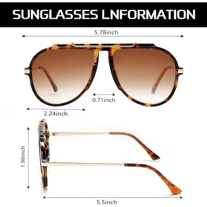 1/2Pcs Oversized Aviator Sunglasses for Women Men 2026 70s  display picture 2