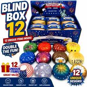 American Independence Day Special Edition Dumpling Squishies, Glitter Dumpling Mystery Box, Colorful Dumplings Stress Balls Fidget Sensory Toy, Stocking Stuffers with Food Steamer Stretchy Desk Toys (Blind Box 12)