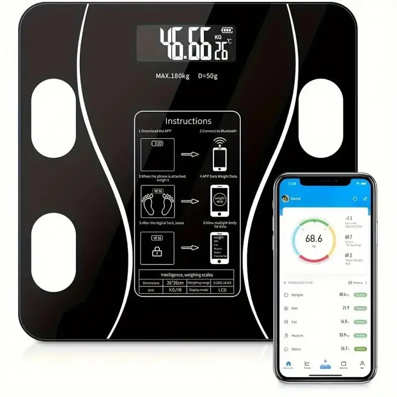 Smart Weight & Fat Scale, Accurate Health Measurement at Home, Monitor Body Composition, Easy-To-Use Digital Scale, Fitness Tracker, Weighing Scale