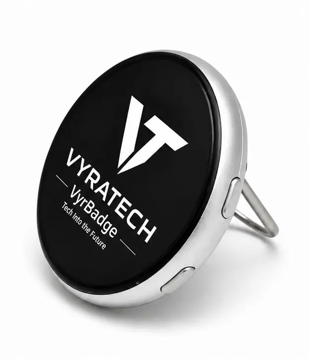 VyraTech Digital E Badge - Digital Business Card, NFC, Smart Badge, Upload Logo, Photo, Video, Gifs and More Fun