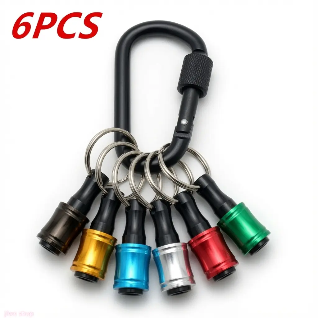 Keychain Adapter Set, 6-Piece Colorful US Design Tool Organizer with 1/4-Inch Hex Bit Extension and Carabiner Clip, 6 Piece Set homedecor, Tool Organization, 1/4 Hex Bit Extension, Drill Bit Storage