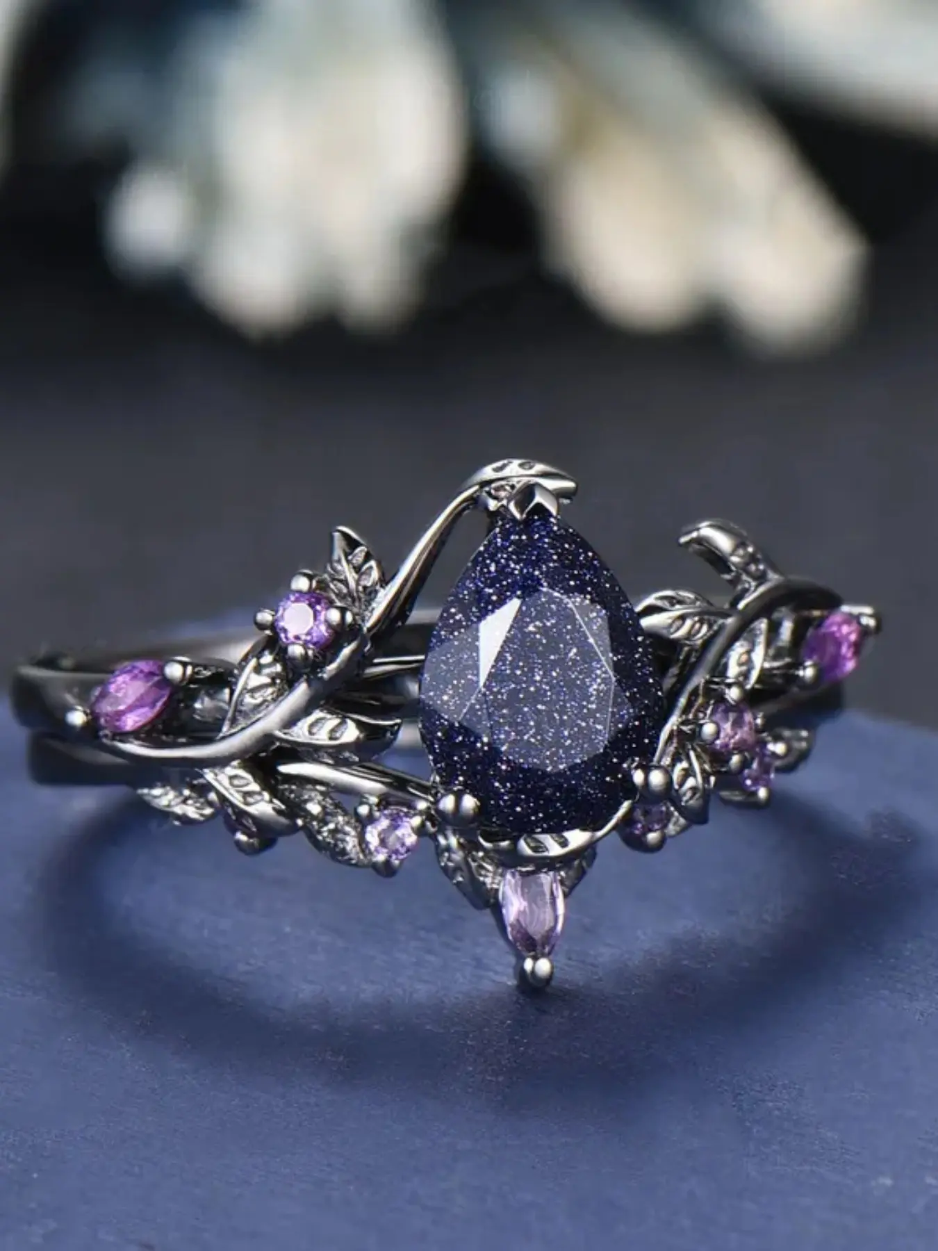 Unique Water Drop Ring Set, Stunning Ring Set, Elegant Retro Synthetic Crystal Stackable Rings for Women & Girls, Perfect for Weddings Engagement Jewelry, Daily Wear Valentine's Day Gift