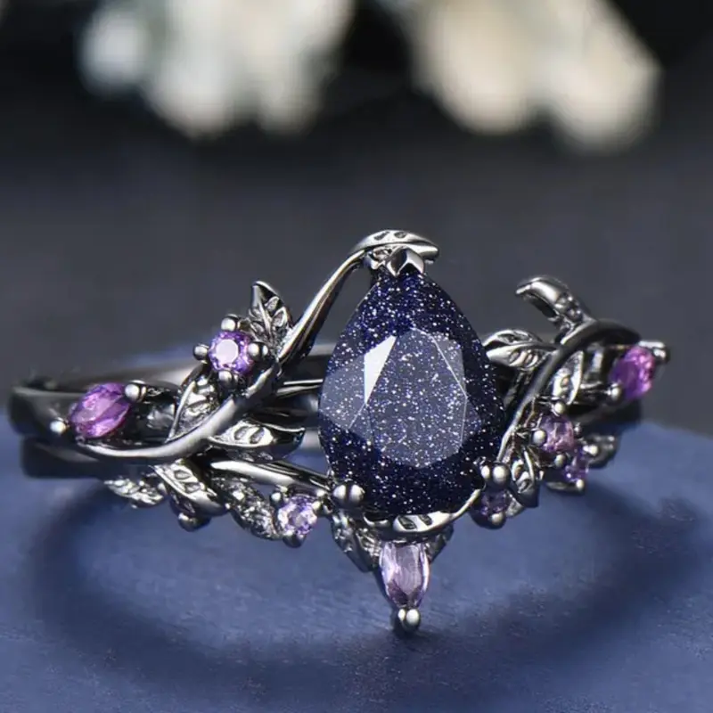 Unique Water Drop Ring Set, Stunning Ring Set, Elegant Retro Synthetic Crystal Stackable Rings for Women & Girls, Perfect for Weddings Engagement Jewelry, Daily Wear Valentine's Day Gift, Beautiful Rings