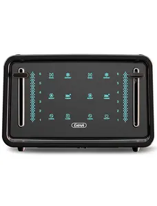 Gevi 4-Slice Stainless Steel Toaster with LED Touchscreen for Home Use – Smart Extra Wide Slots with Dual Control Panels, Reheat & Defrost, Bagel, Cancel, 6 Shade Settings Functions, Black Toastie Maker Kitchen Appliances