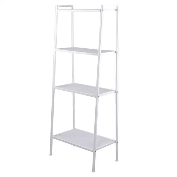 Ivory White Widen 4-Tier Rectangle Bookshelf - Open Shelves Home Organizer for Library, Space-Saving Strong Bearing Durable Home Supplies Books Storage Rack
